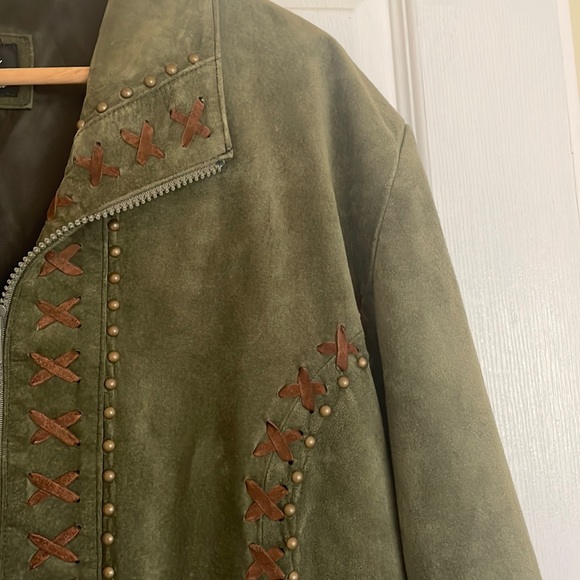 Vintage Leather(suede) Jacket from Arella Size XL dark green - Picture 2 of 6